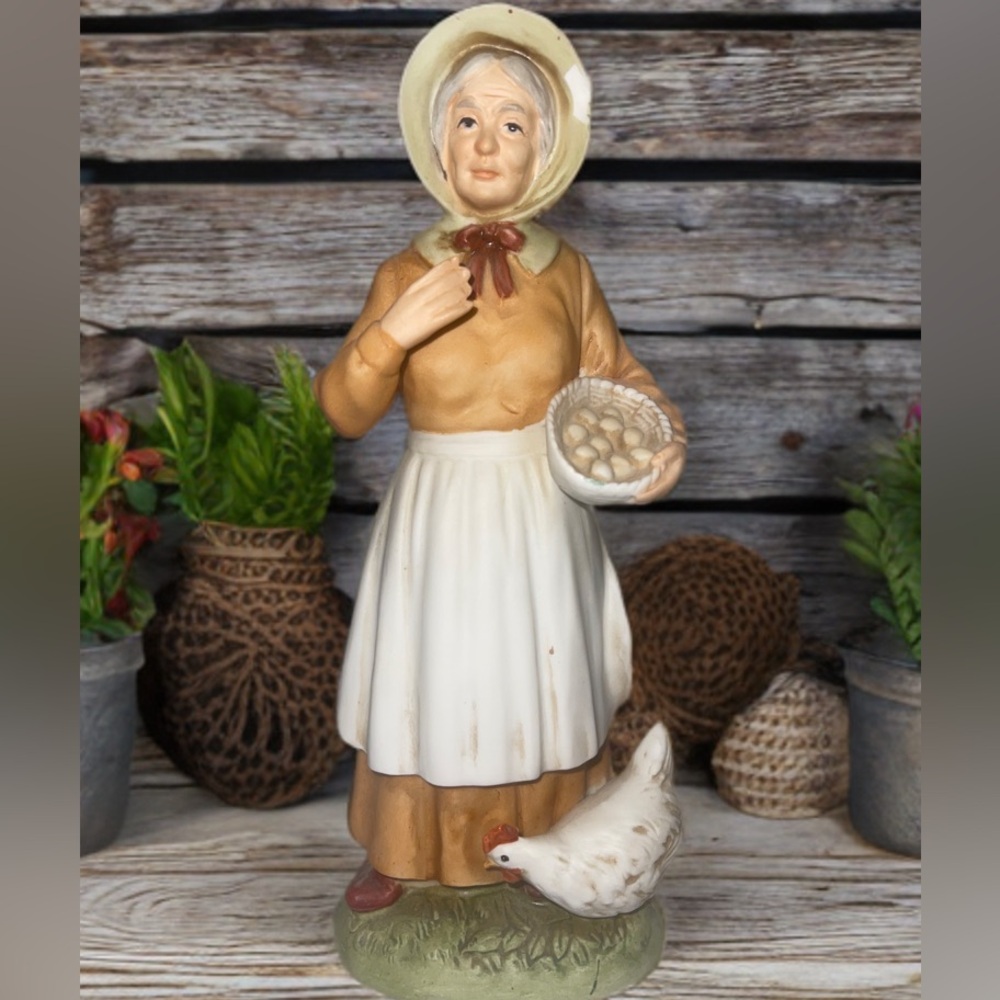 Charming Country Lady Figurine with Hen